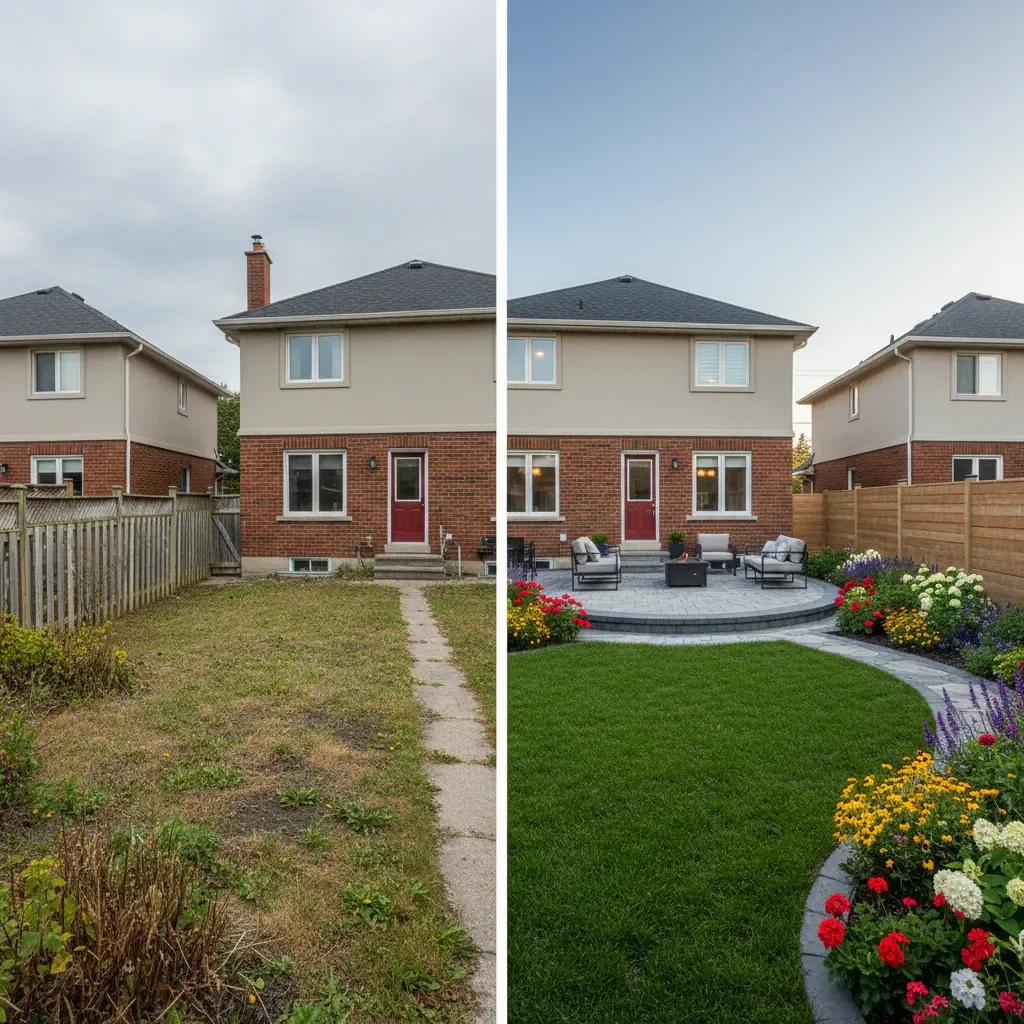 Landscaper transformation - before and after by Signature Landscaping Oshawa in Oshawa